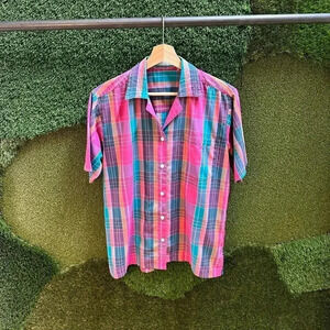 Vintage  Plaid Button-up Shirt Large